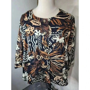 DRESSBARN PLUS SIZE 3X LEAVES FLORAL JACKET